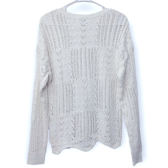 Bar lll Cotton Long Sleeve Crochet Sweater | white | Size L - Picture 8 of 10